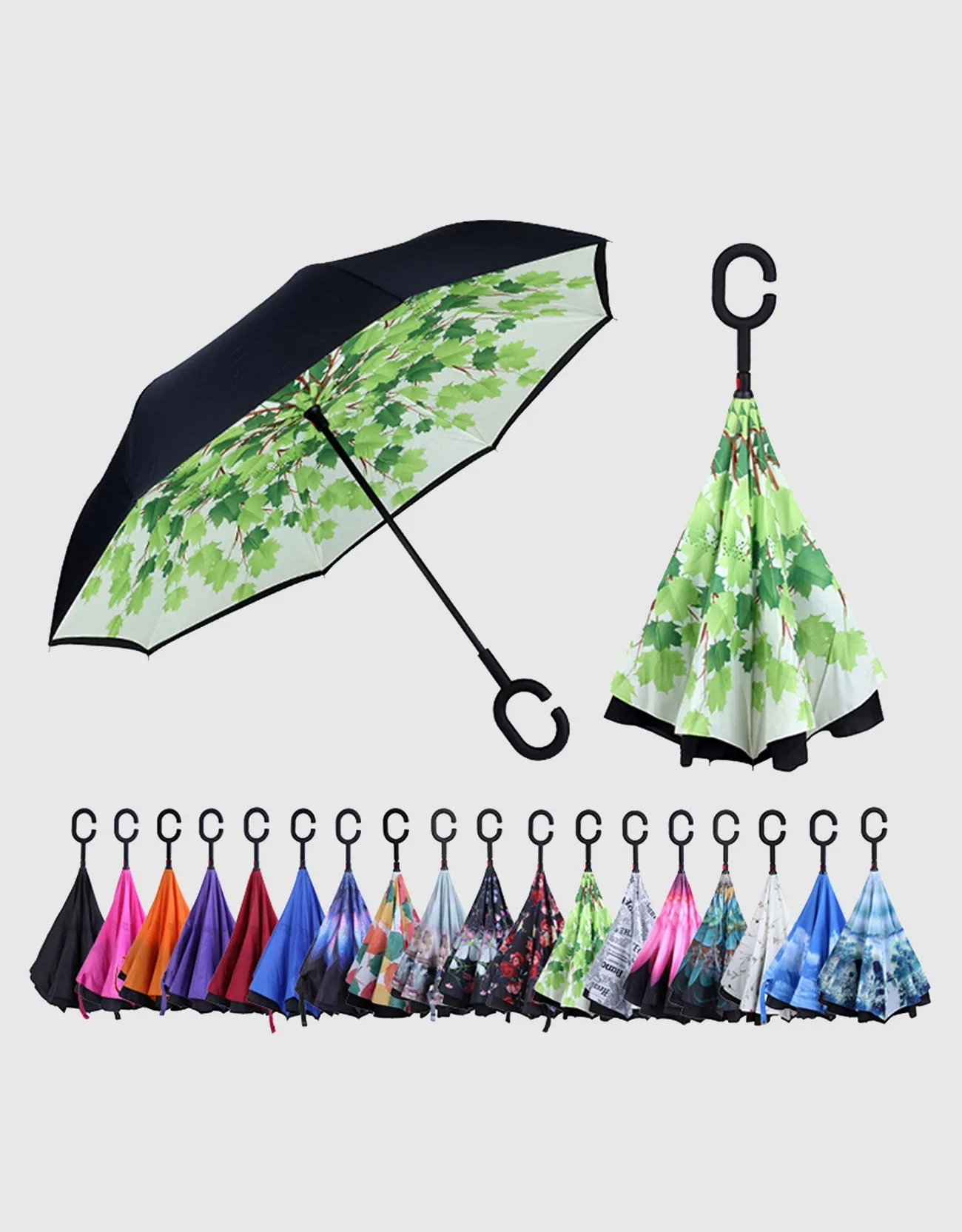 Windproof Inverted Reverse Close Umbrella