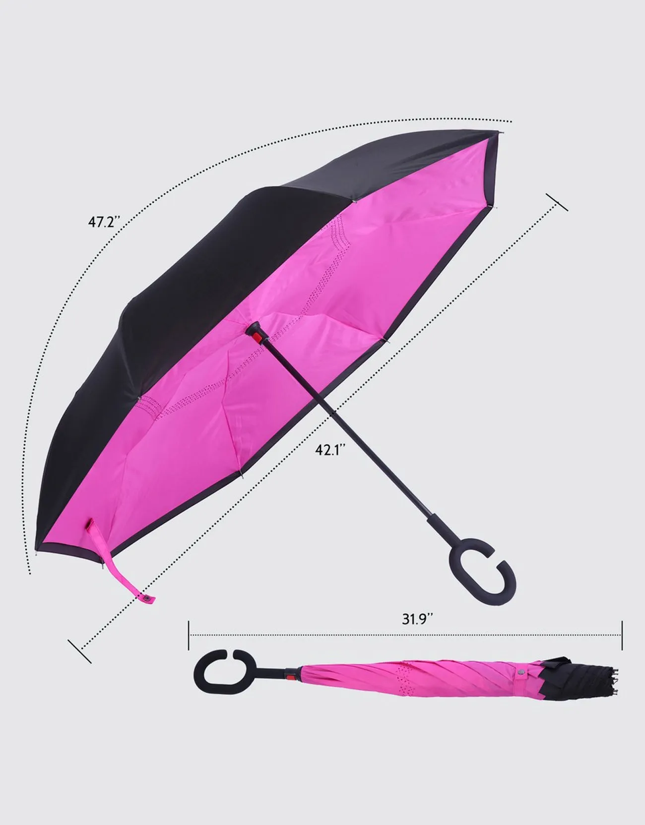 Windproof Inverted Reverse Close Umbrella