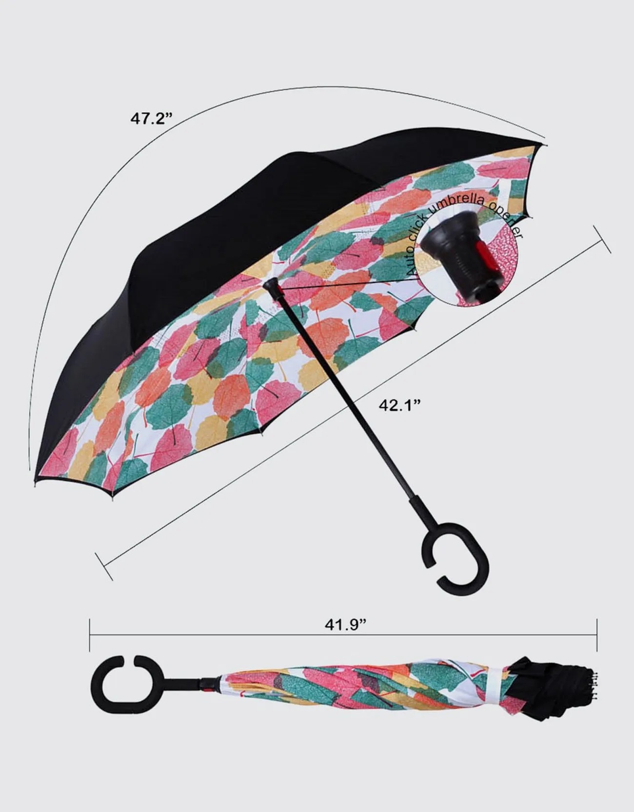 Windproof Inverted Reverse Close Umbrella