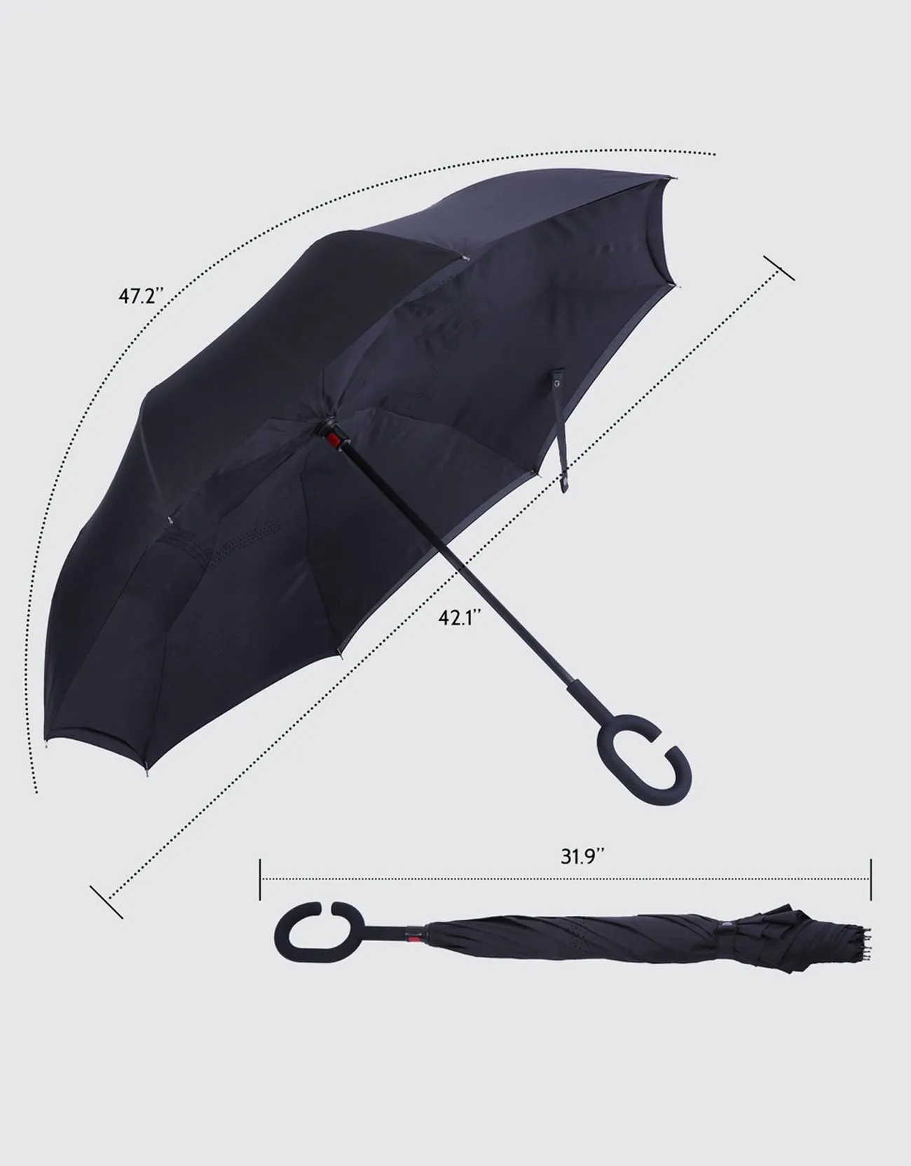 Windproof Inverted Reverse Close Umbrella