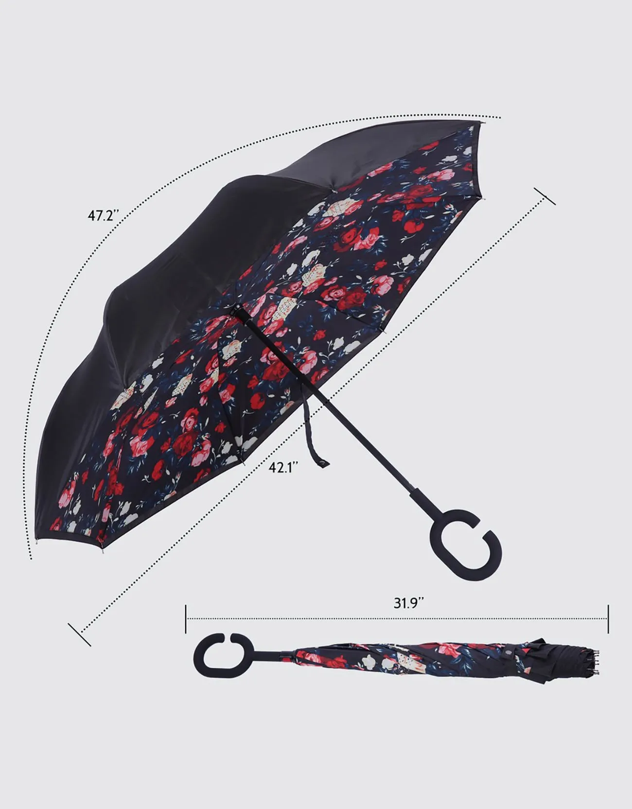 Windproof Inverted Reverse Close Umbrella