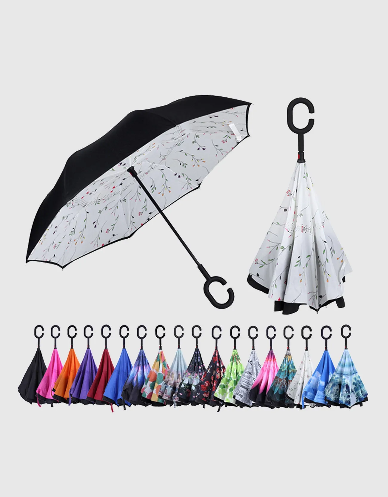 Windproof Inverted Reverse Close Umbrella