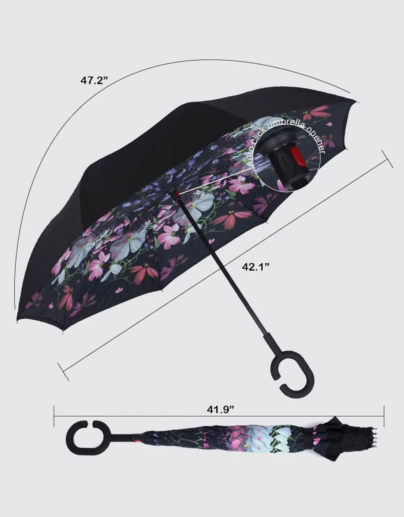 Windproof Inverted Reverse Close Umbrella