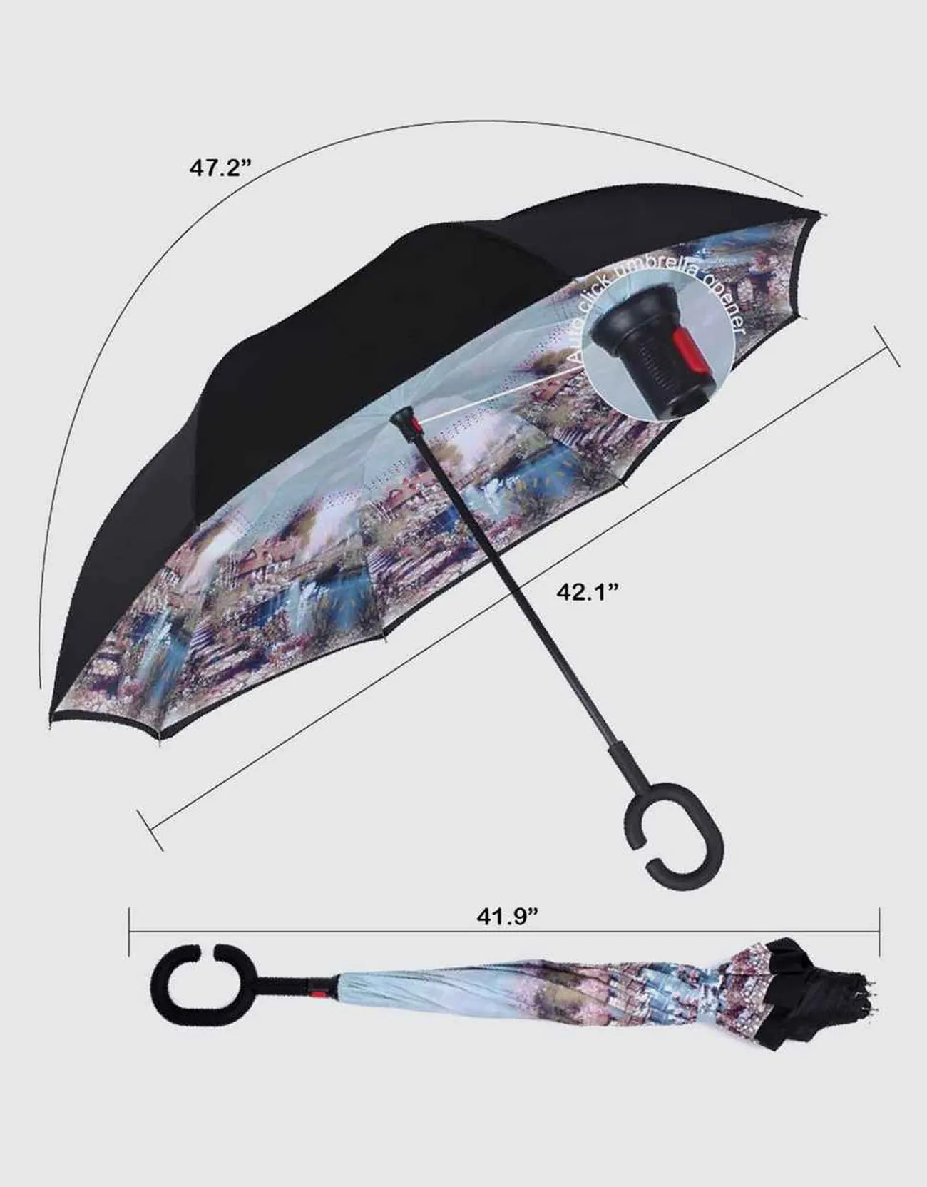 Windproof Inverted Reverse Close Umbrella