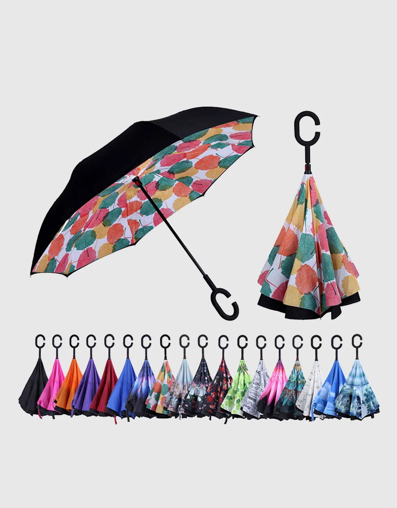 Windproof Inverted Reverse Close Umbrella