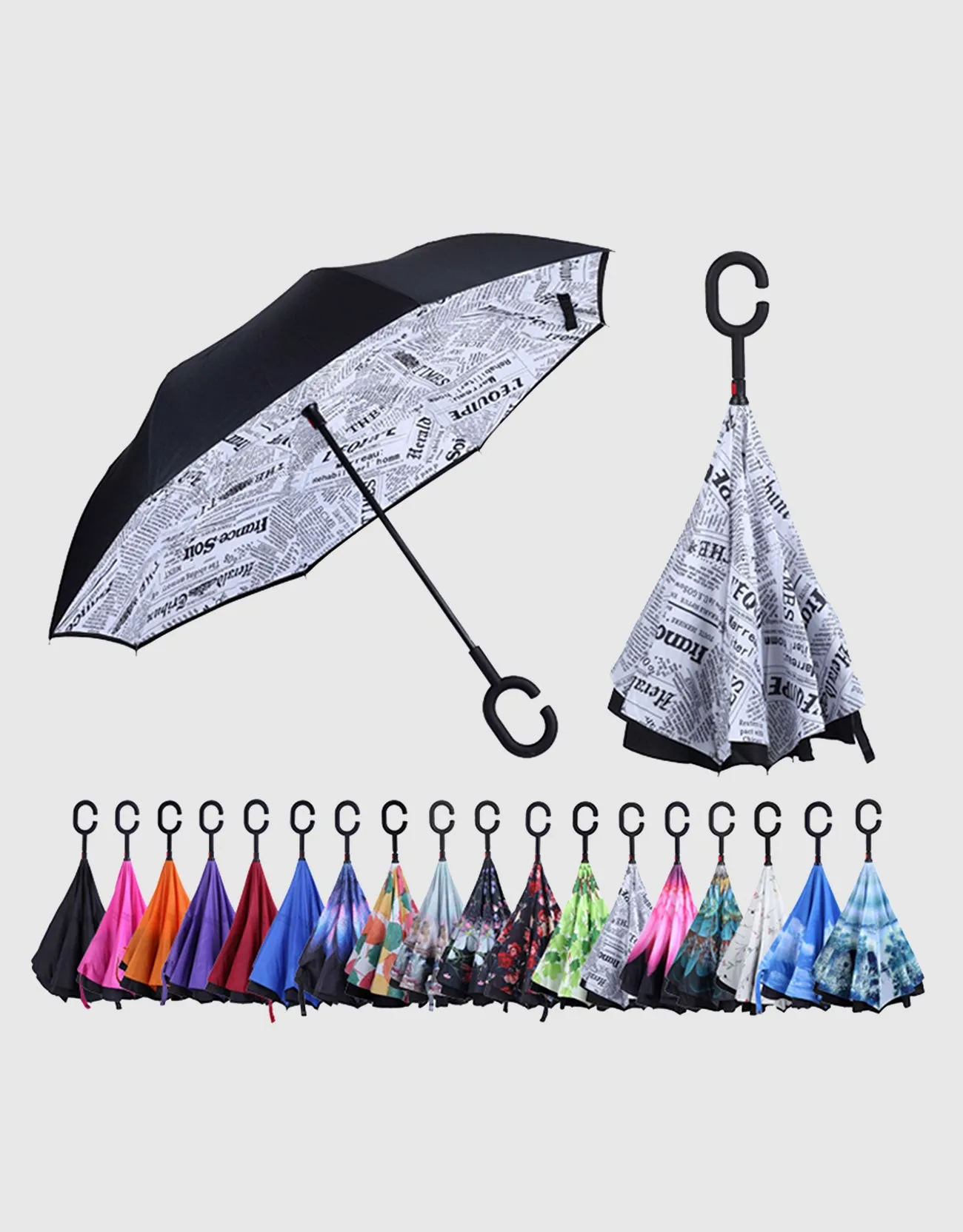 Windproof Inverted Reverse Close Umbrella