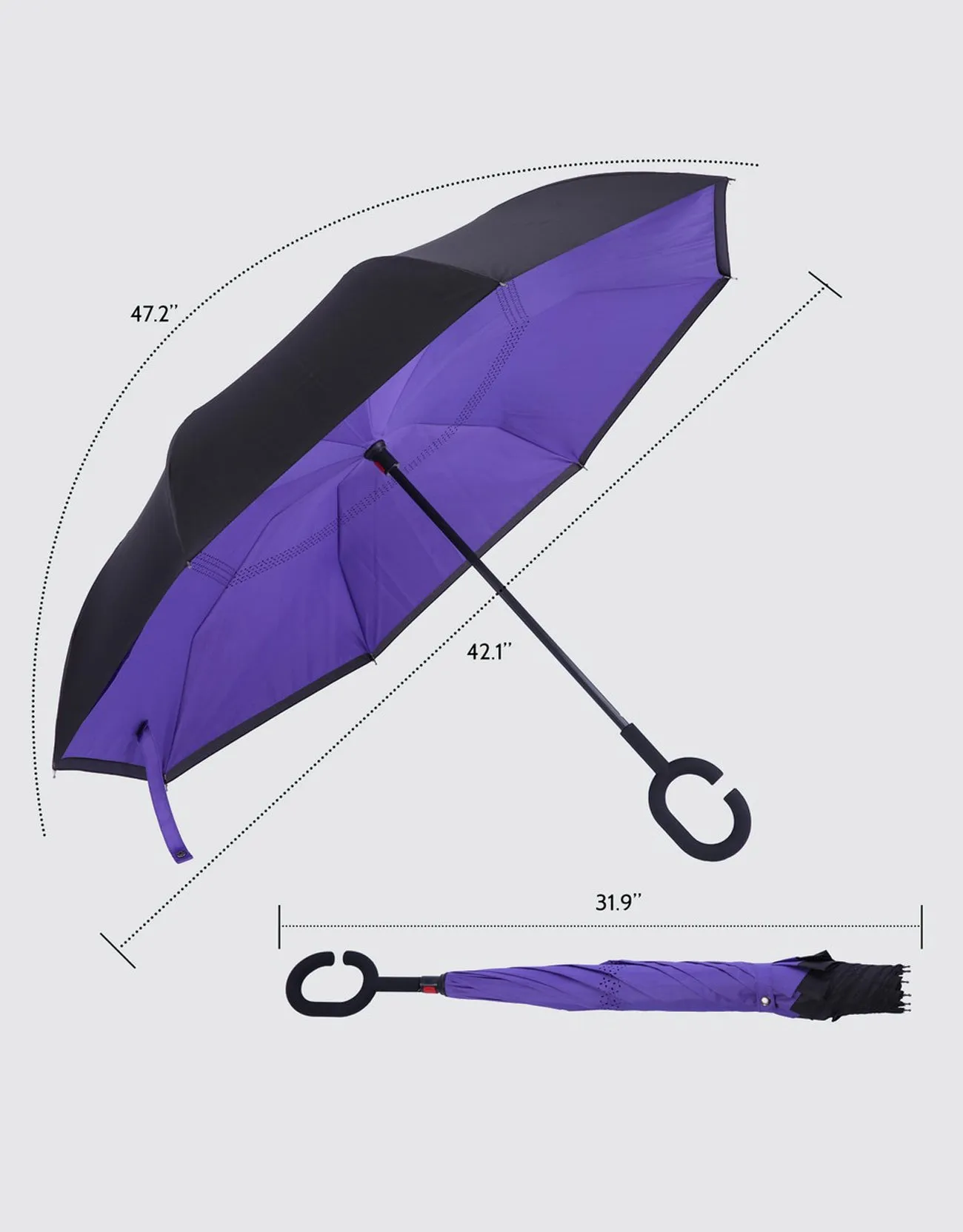 Windproof Inverted Reverse Close Umbrella