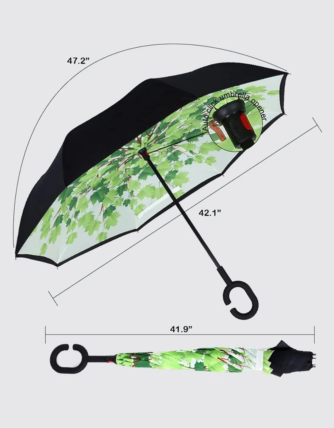 Windproof Inverted Reverse Close Umbrella
