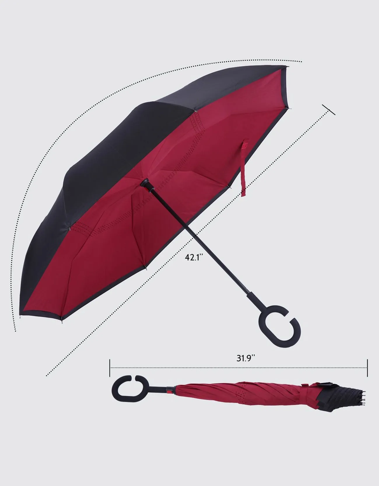 Windproof Inverted Reverse Close Umbrella