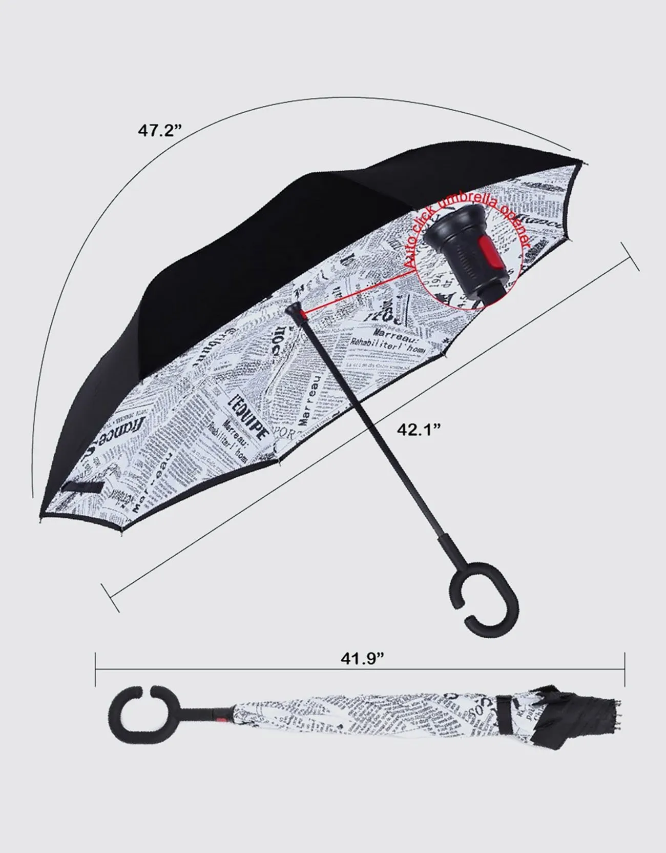 Windproof Inverted Reverse Close Umbrella