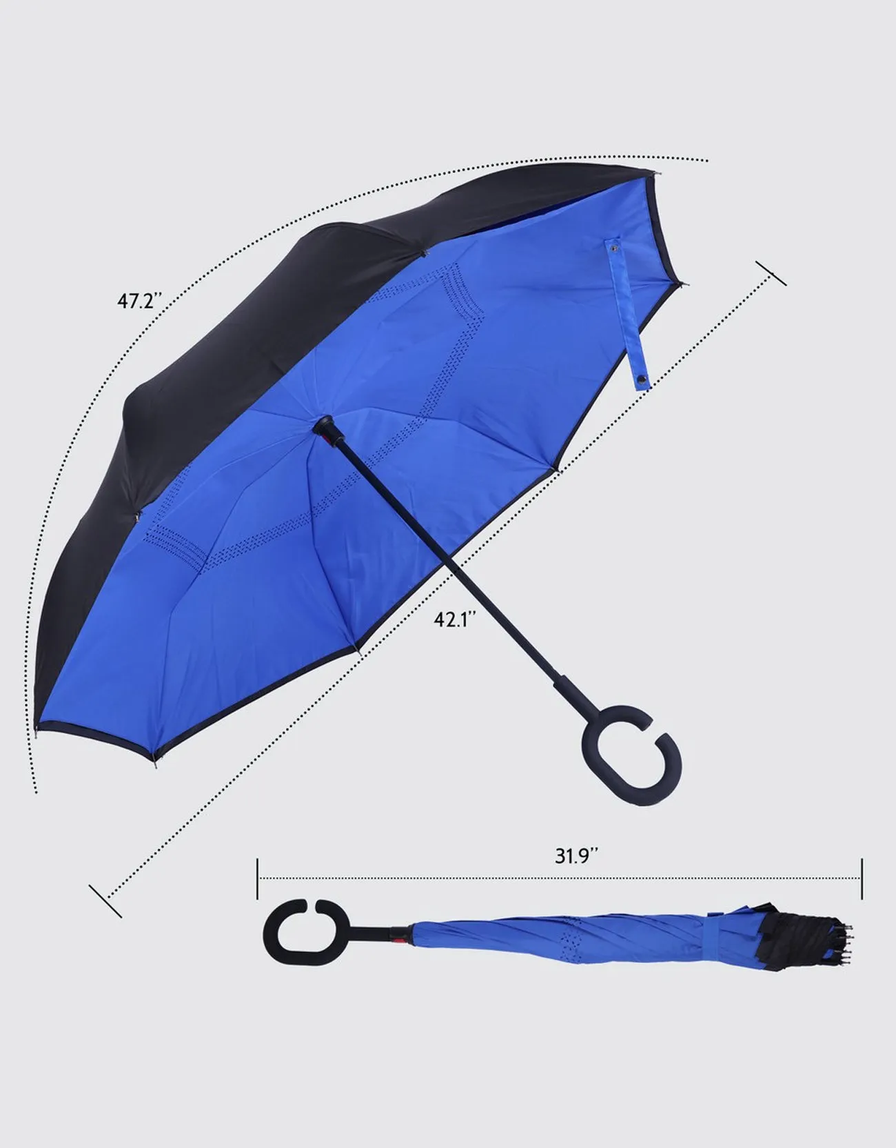 Windproof Inverted Reverse Close Umbrella