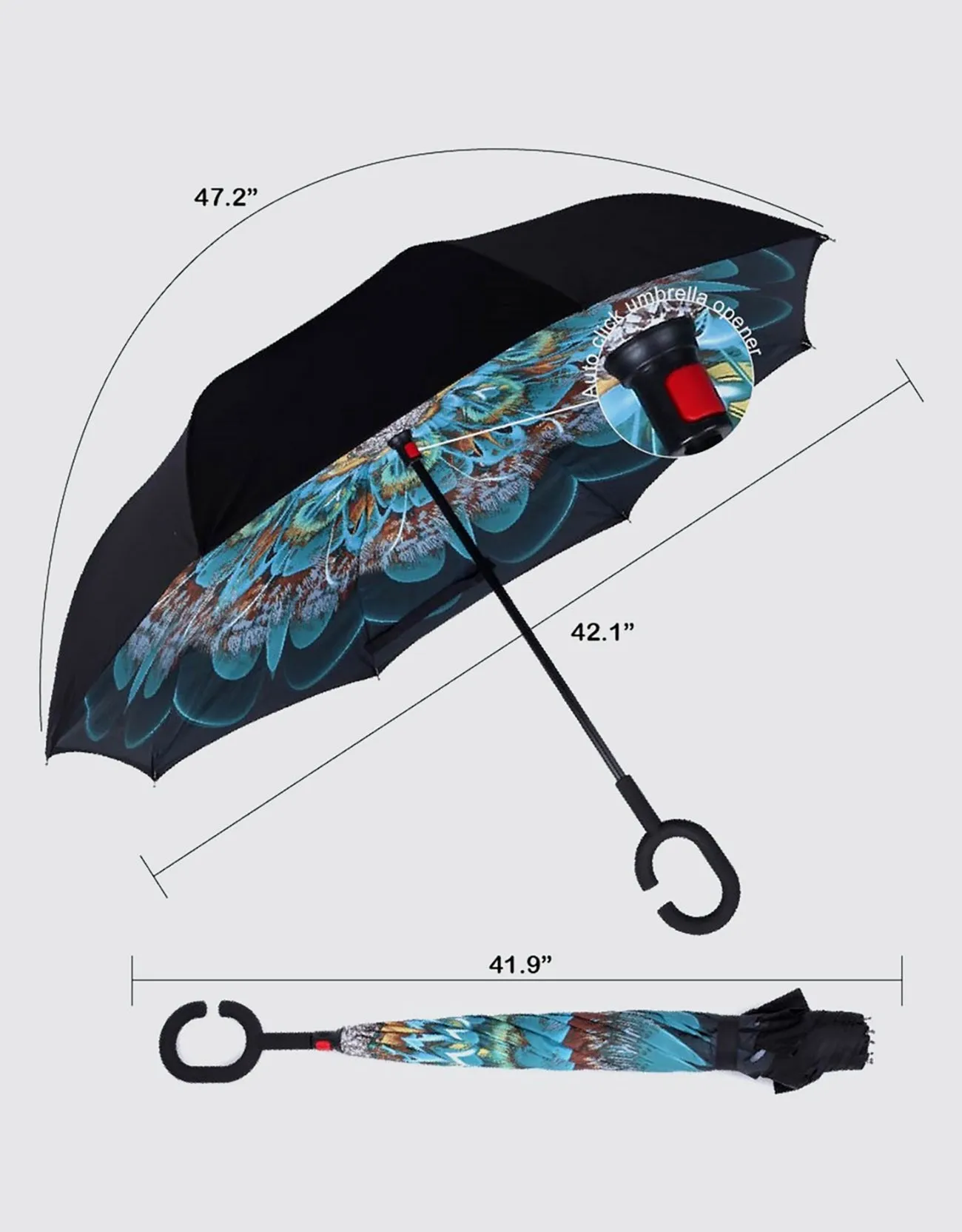 Windproof Inverted Reverse Close Umbrella