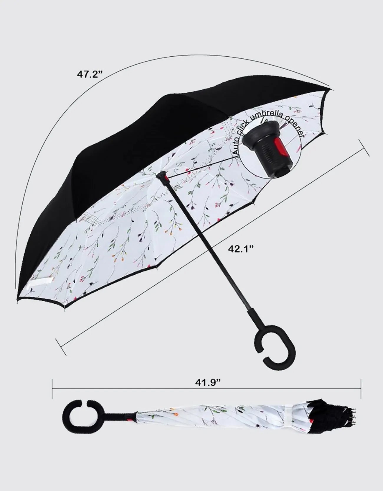 Windproof Inverted Reverse Close Umbrella