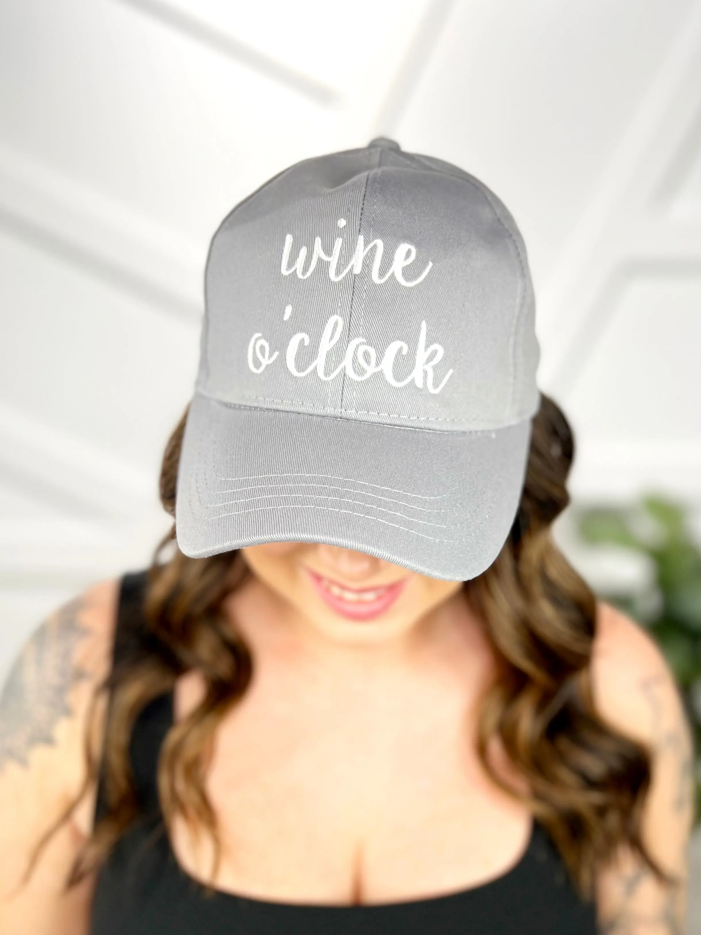 Wine O`Clock Embroidered Baseball Hat