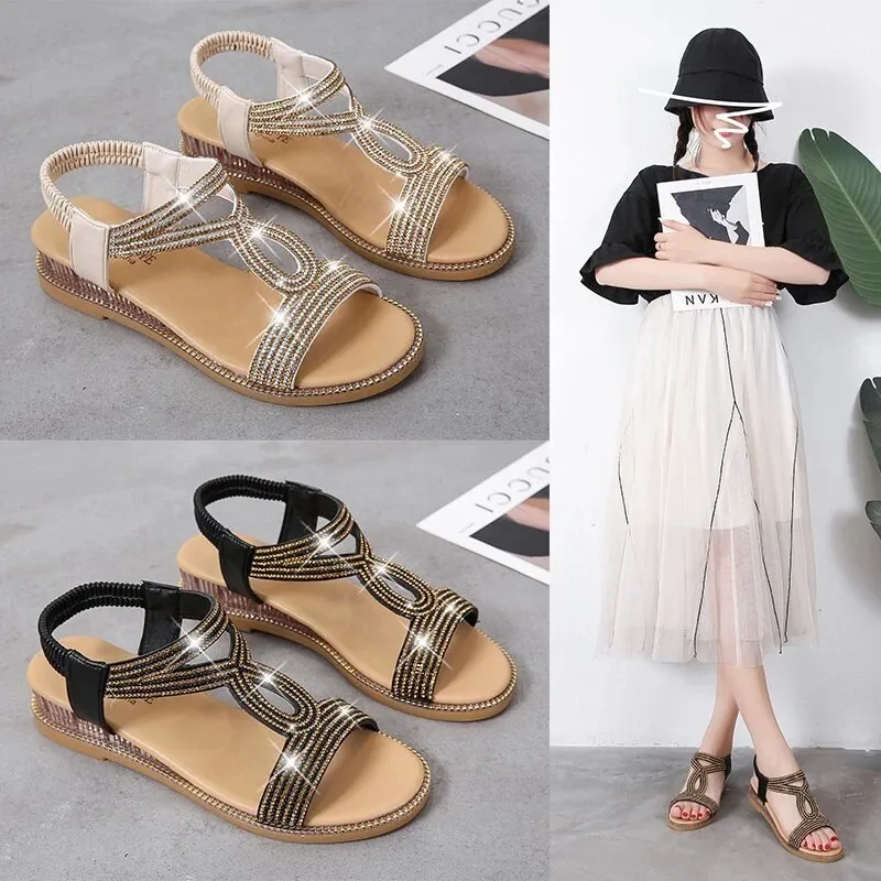 Women's Diamond Decor Style Flat Comfortable Summer Sandal Slipper